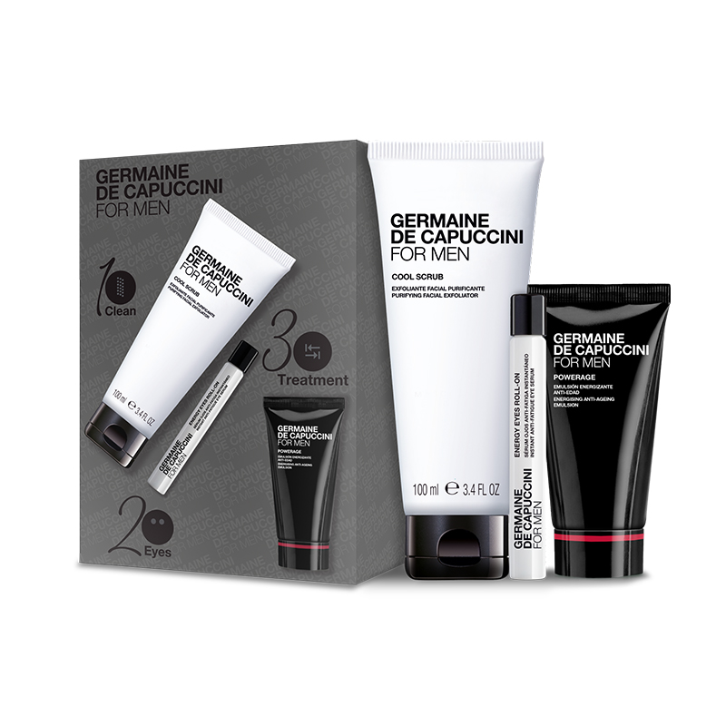 Sweet Line You,Cosmética,Germaine de Capuccini,GdC – For Men (powerage 50ml + eye roll-on 10ml + cool scrub 100ml)